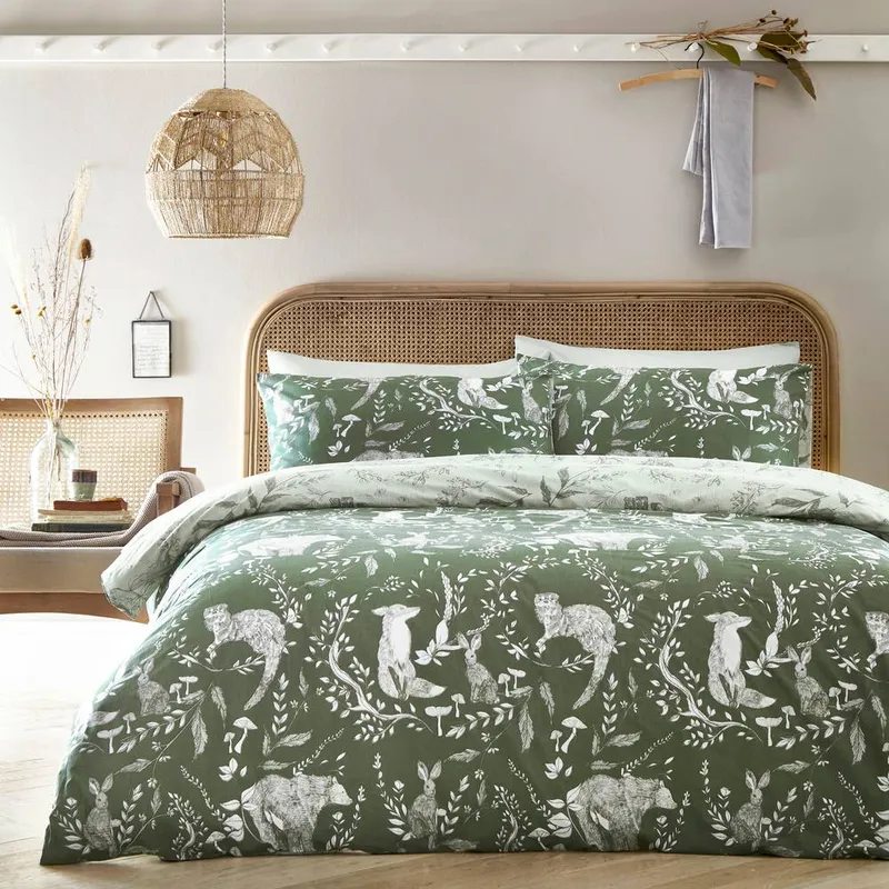 Furn Buckthorn Duvet Cover Set in Green Size: Single - Green