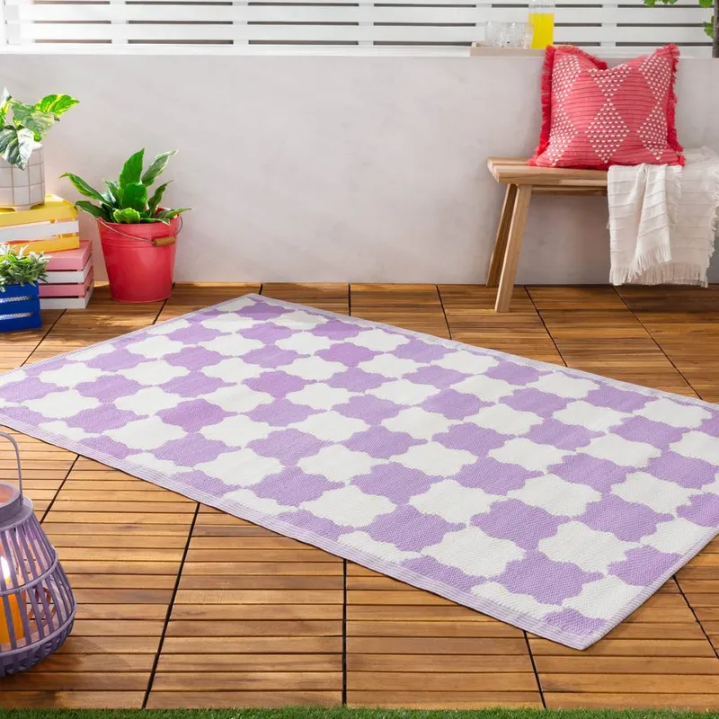 Furn Unisex Check Outdoor/Indoor Rug in Lilac Size: 120cm x 180cm Lilac 120cm x 180cm female