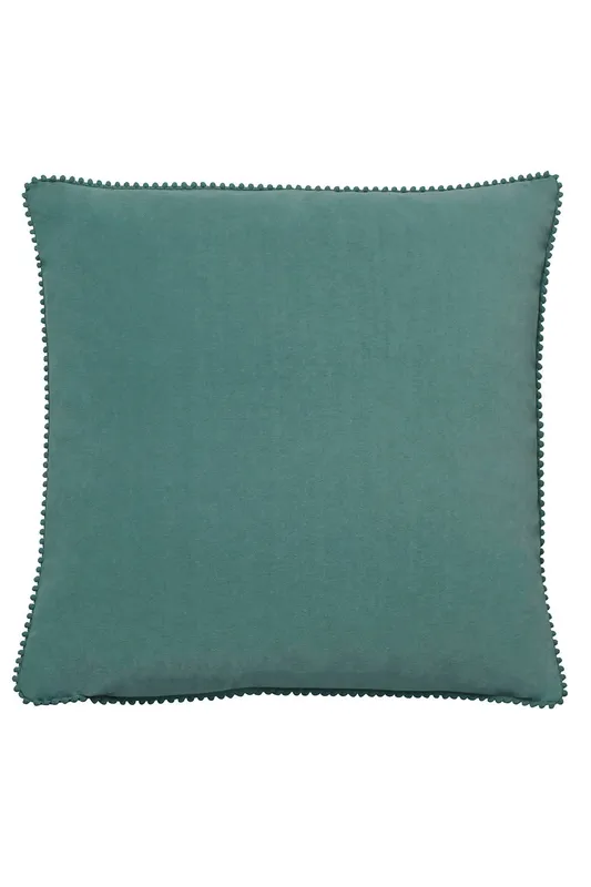 Furn Unisex Cosmo Soft Velvet Pom Pom Trimmed Cushion in Blue Size: 45cm x 45cm Blue 45cm x 45cm female