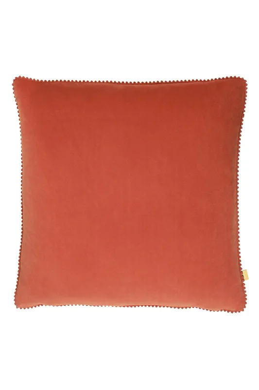 Furn Unisex Cosmo Soft Velvet Pom Pom Trimmed Cushion in Red Size: 45cm x 45cm Red 45cm x 45cm female
