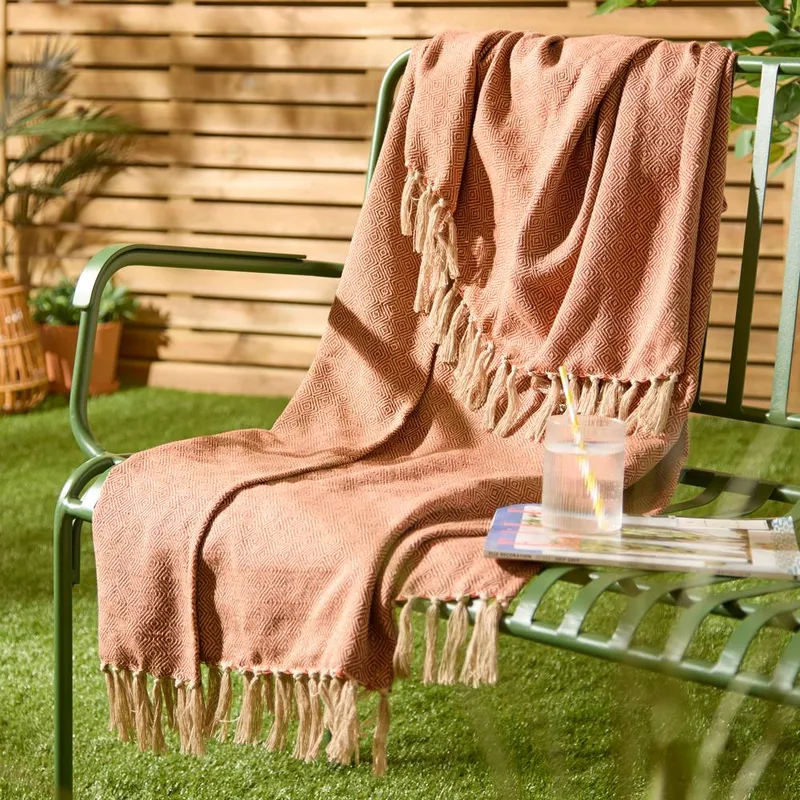 Furn Dessa Woven Indoor/Outdoor Throw in Terracotta Size: 130 cm x 180 cm Terracotta 130 cm x 180 cm