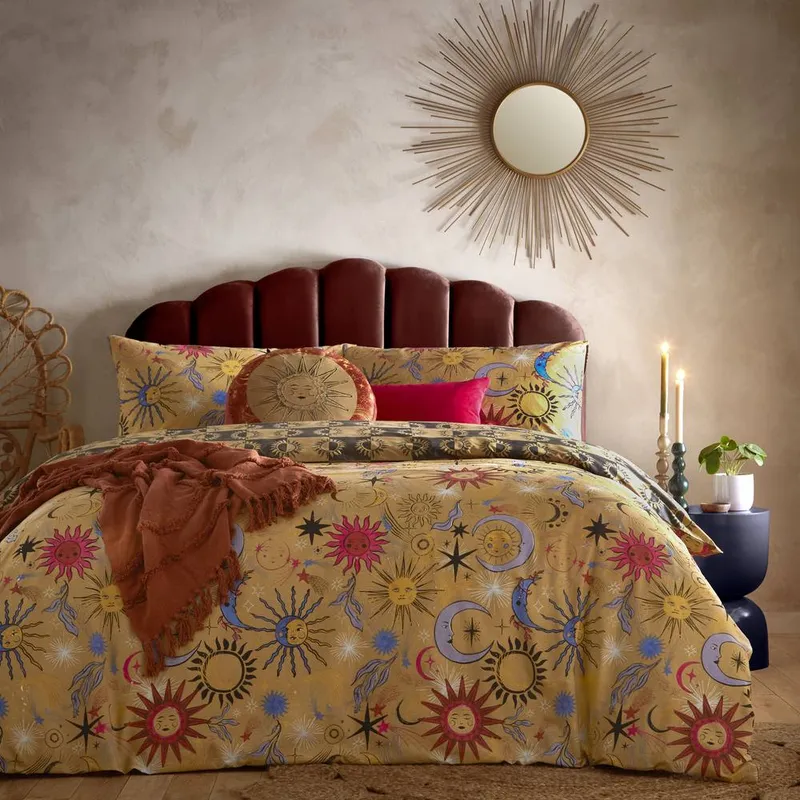 Furn Unisex Ethereal Star Reversible Duvet Set in Gold Size: Double Gold Double female