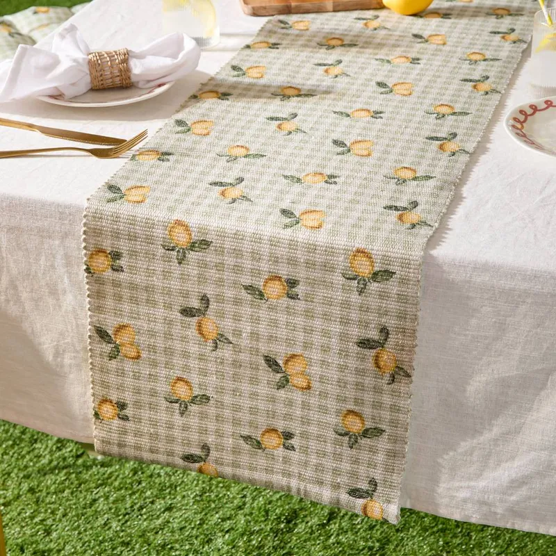 Furn Fruits Lemons Indoor/Outdoor Table Runner (220 x 35 cm) in Yellow - Yellow