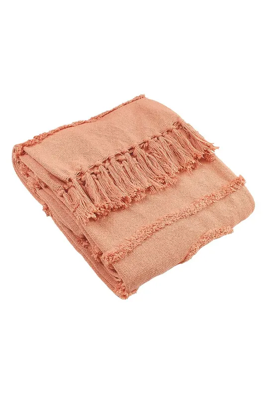 Furn Jakarta Woven Cotton Tufted Tasselled Throw in Light Pink Light Pink