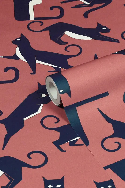 Furn Kitta Geometric Printed Wallpaper in Pink - Pink