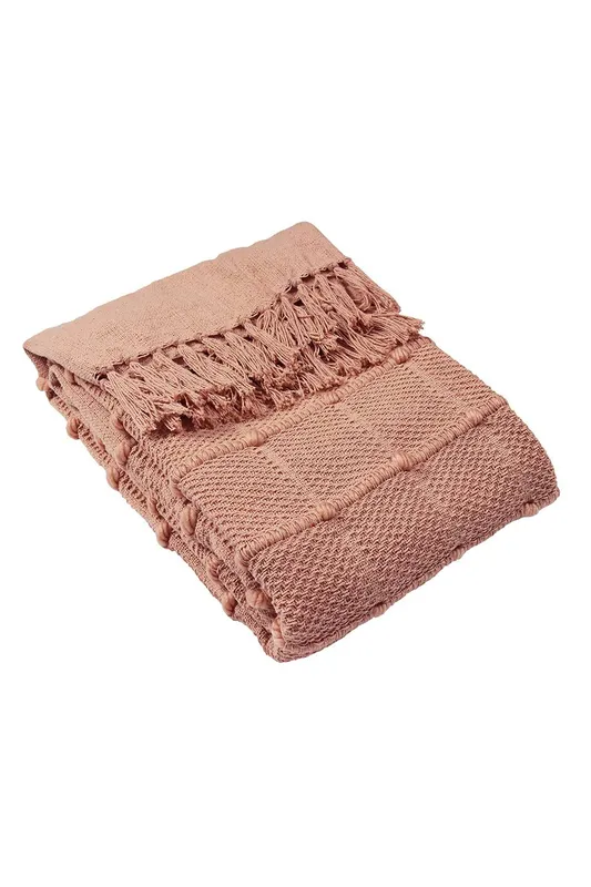Furn Motti Woven Tufted Stripe Throw in Light Pink - Light Pink - Size: One Size