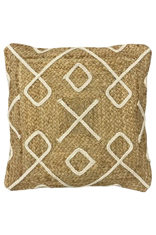 Furn. Roolu Braided Jute Cotton Filled Cushion - Natural - One Size