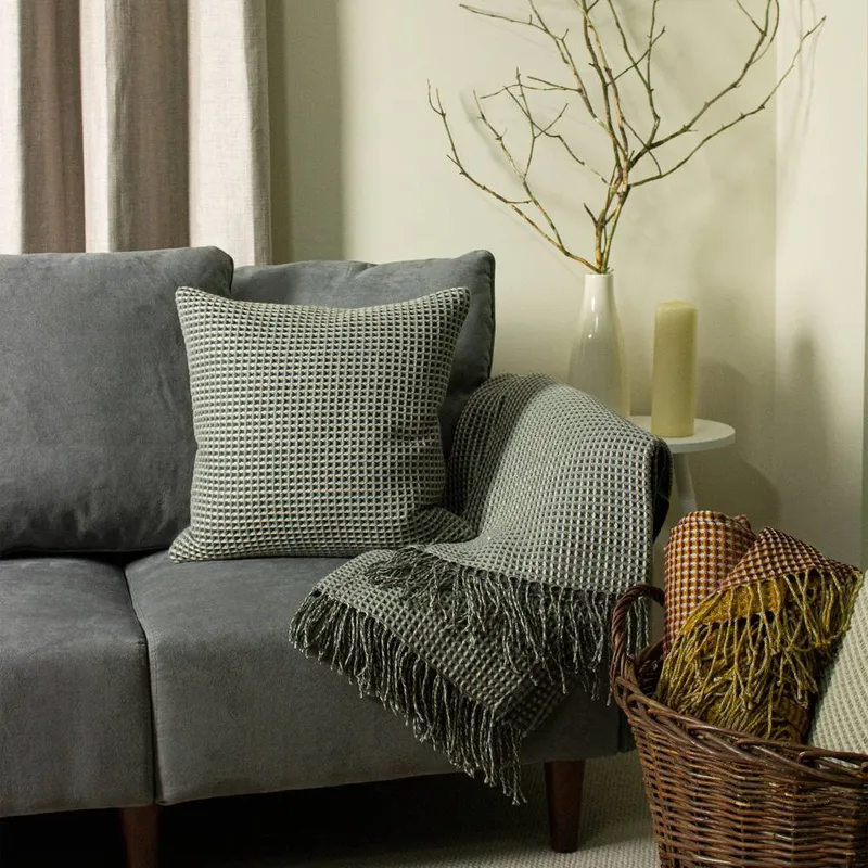 Furn. Rowan Cushion - Charcoal - Size 45 Cm X 45 Cm