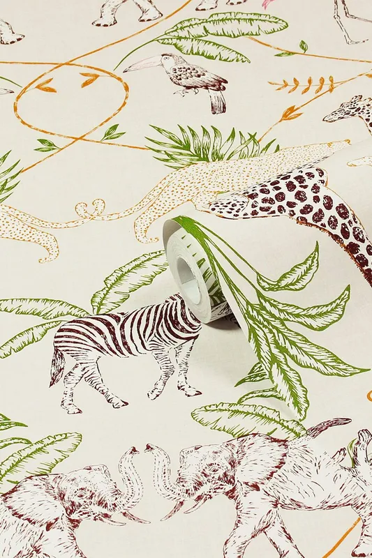 Furn Serengeti Animal Printed Wallpaper in Natural - Natural