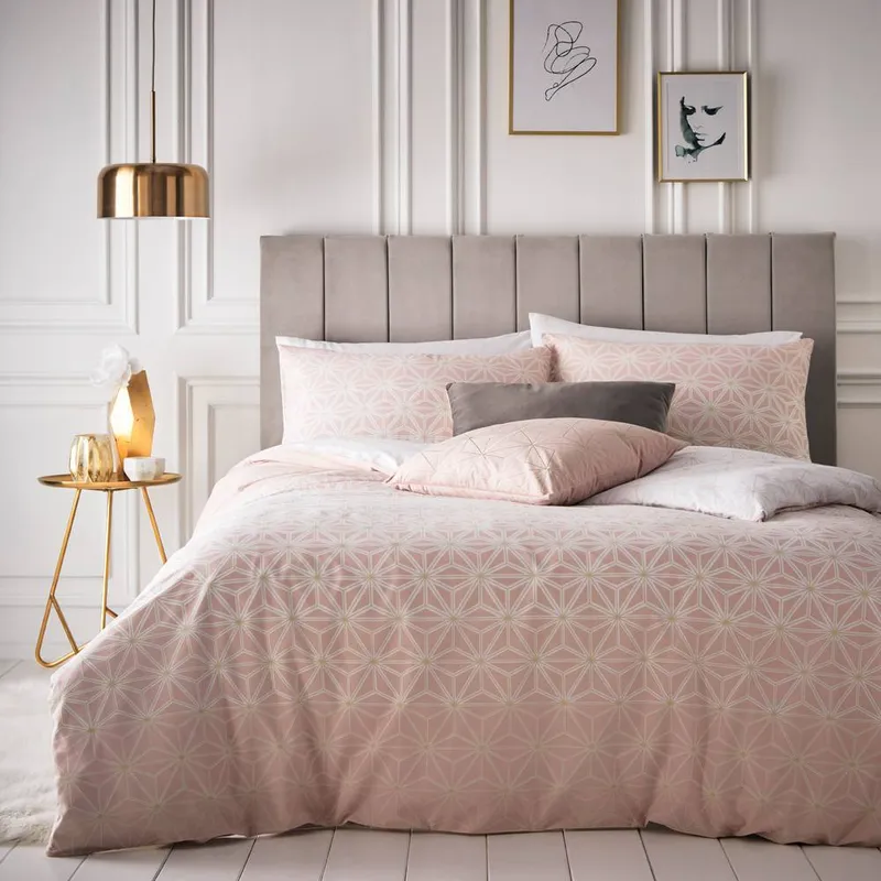 Furn Unisex Tessellate Geometric Duvet Cover Set in Pink Size: King Pink female