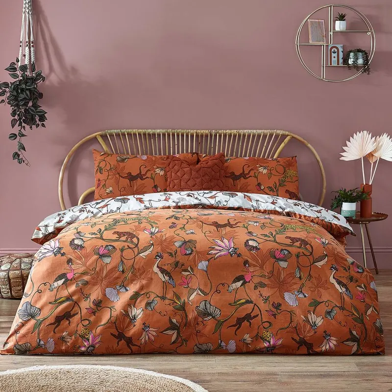 Furn Wildlings Tropical Duvet Cover Set in Light Brown Size: Double - Light Brown