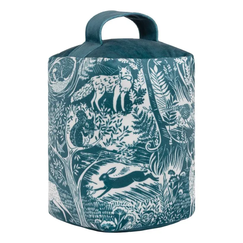 Furn Winter Woods Animal Velvet Door Stop in Midnight - Midnight