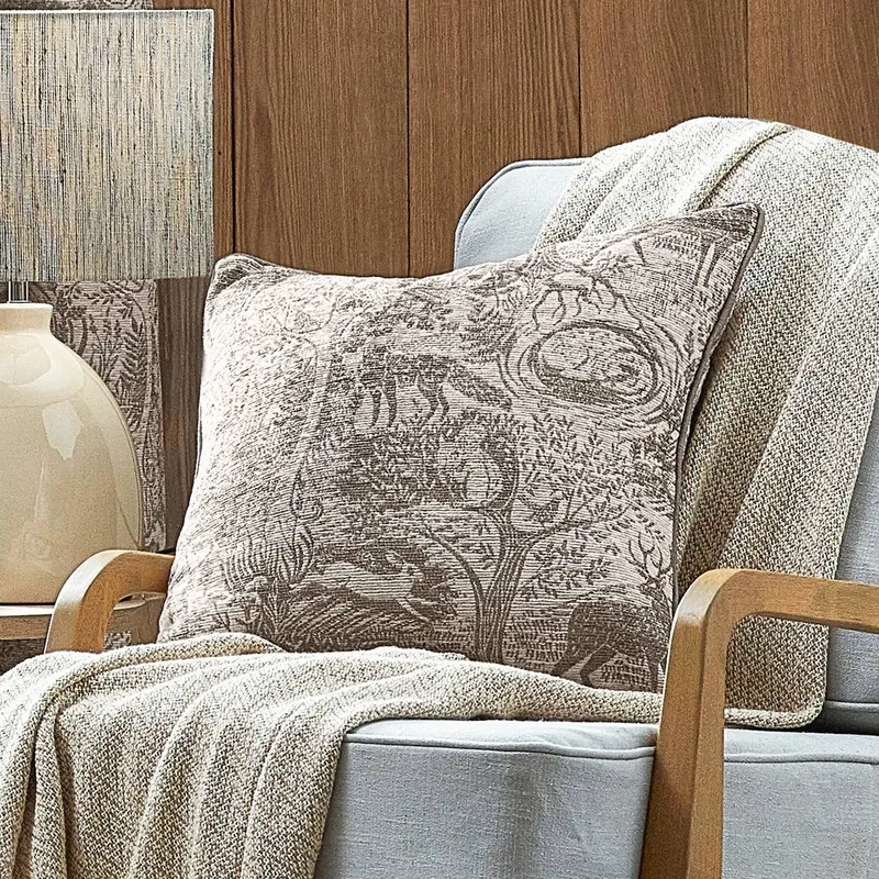 Furn Unisex Winter Woods Jacquard Chenille Polyester Filled Cushion in Taupe Size: 50cm x 50cm Taupe 50cm x 50cm female