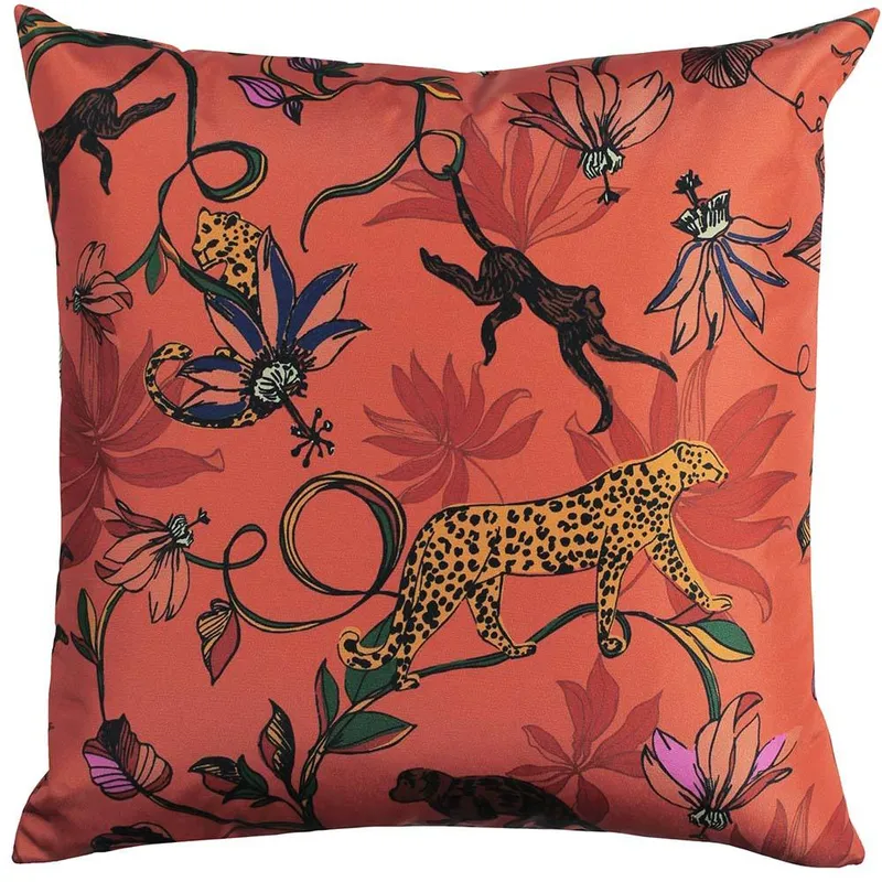 Furn Wildlife Exotic Water & UV Resistant Outdoor Cushion in Orange - Orange