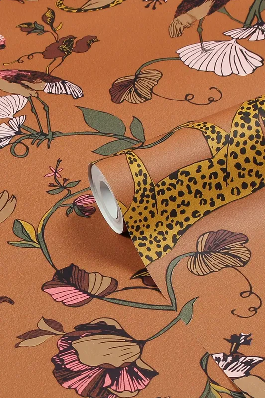 Furn Unisex Wildlings Exotics Printed Wallpaper in Light Brown Light Brown One Size female