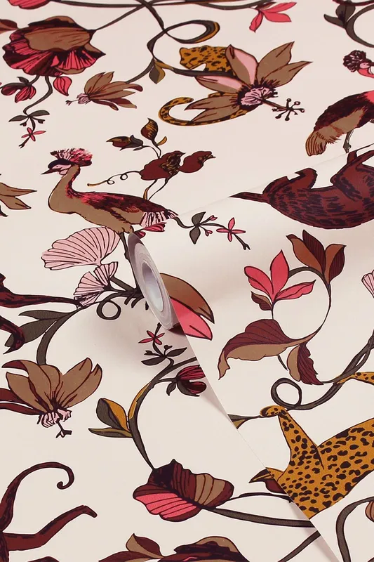 Furn. Exotic Wildlings Tropical Printed Wallpaper - Natural - One Size