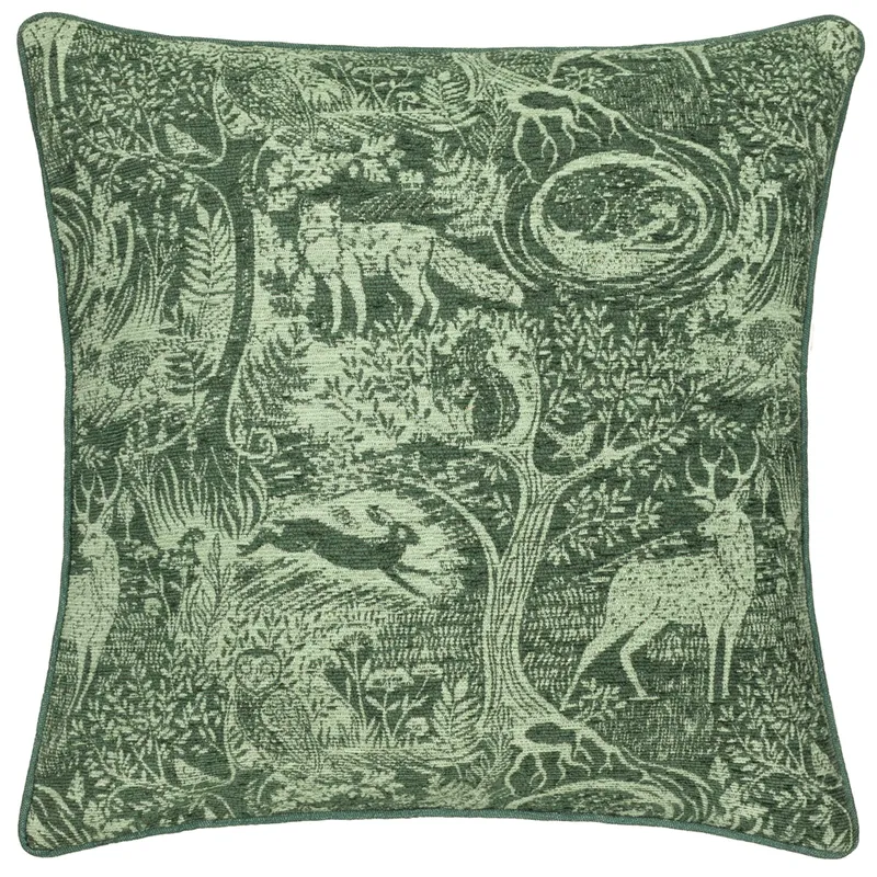 Furn Winter Woods Jacquard Chenille Polyester Filled Cushion in Emerald Size: 50 cm x 50 cm Emerald 50 cm x 50 cm