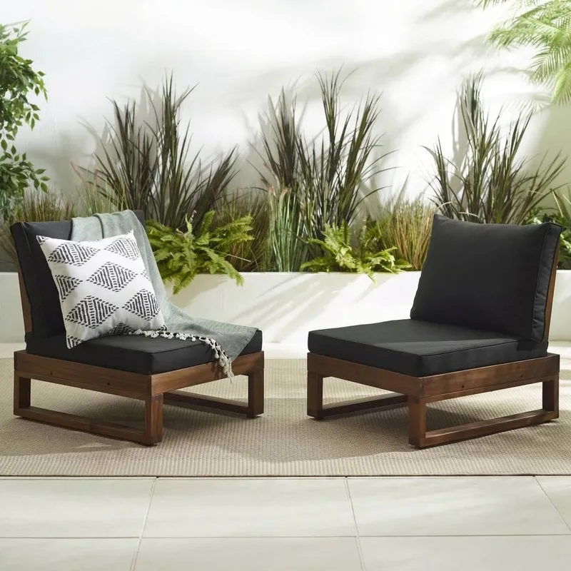 FurnitureboxUK Unisex 2x Brisa Wood Garden Chairs Set in Walnut Walnut female