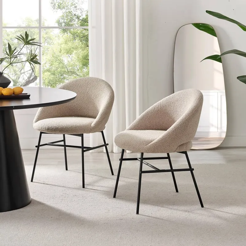 FurnitureboxUK 2x Nella Beige Fabric Dining Chairs Beige