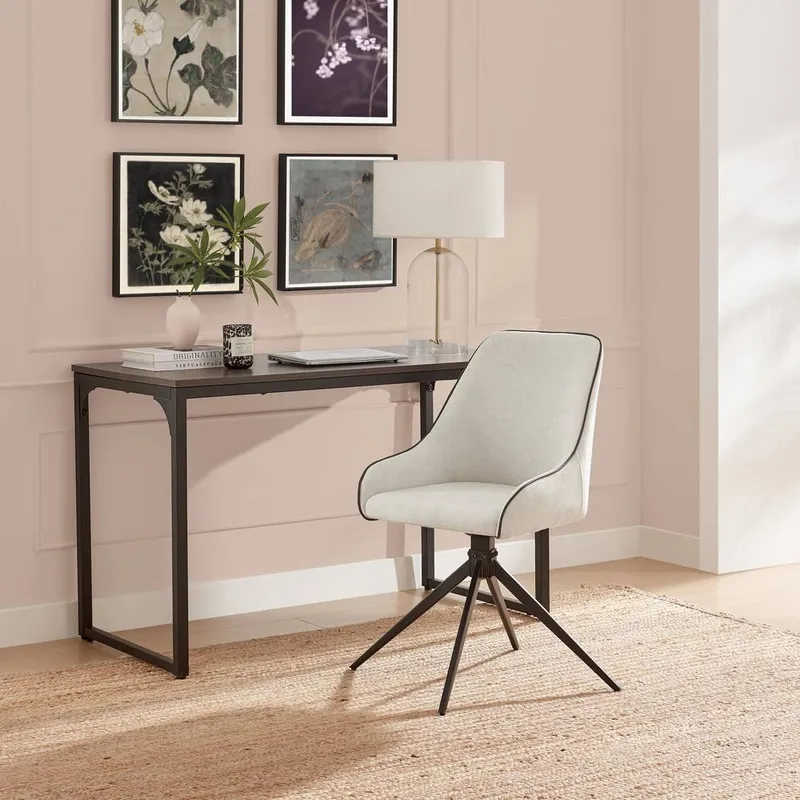 FurnitureboxUK Beaumont Cream Fabric Swivel Office Chair Cream