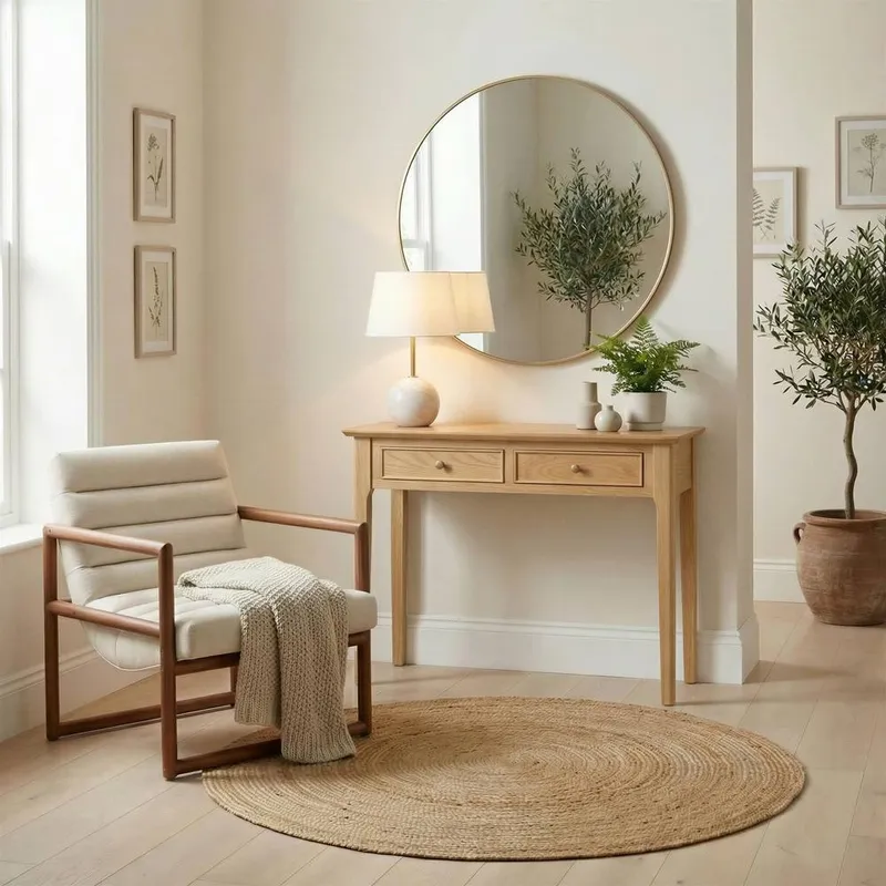 FurnitureboxUK Unisex Belle Oak Wood Console Table in Light Brown Light Brown One Size female