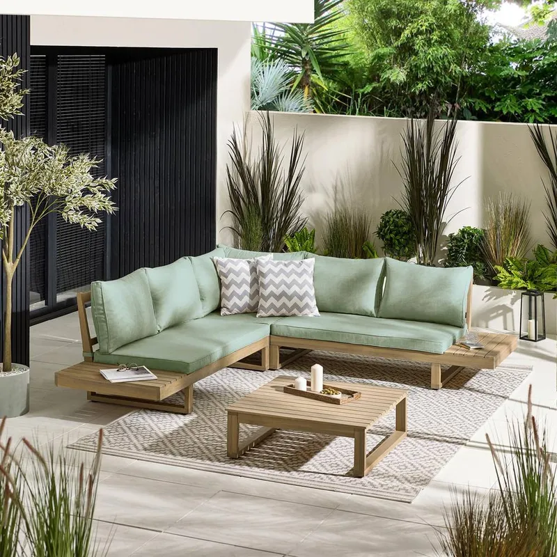 FurnitureboxUK Brisa Solid Wood 5 Seat Outdoor Sofa Set in Green - Green - Size: One Size