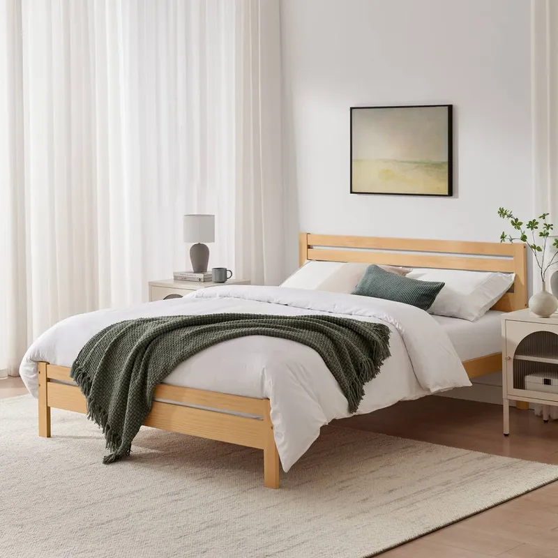 FurnitureboxUK Declan Solid Pine King Size Bed Frame in Light Oak - Light Oak