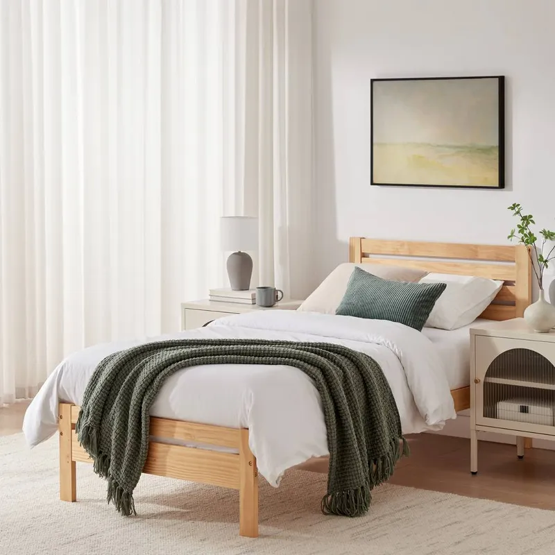 FurnitureboxUK Declan Solid Pine Single Bed Frame in Light Oak - Light Oak