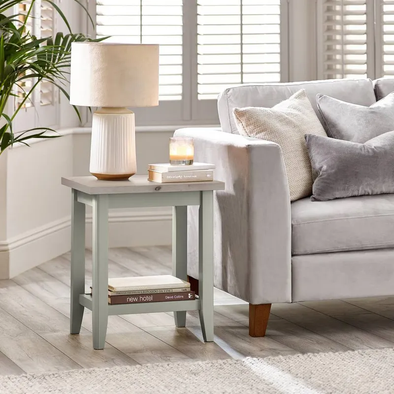 FurnitureboxUK Unisex Eden Rectangular Whitewashed & Light Grey Wooden Side Table in White White One Size female