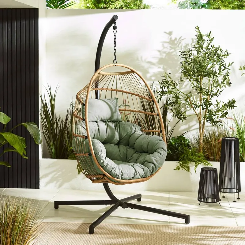 FurnitureboxUK Egg Outdoor Garden Hanging Chair in Green Green
