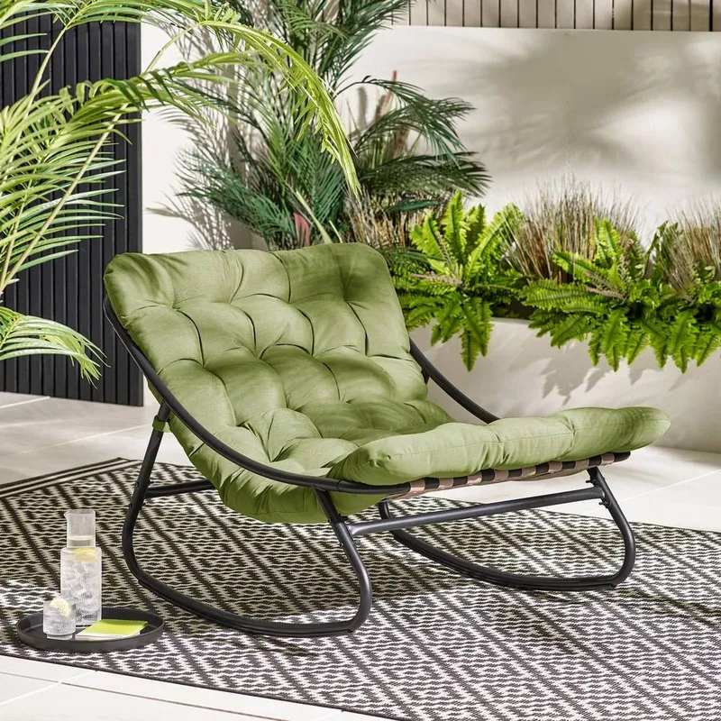 FurnitureboxUK Hydra Metal Outdoor Garden Rocking Chair in Green Green