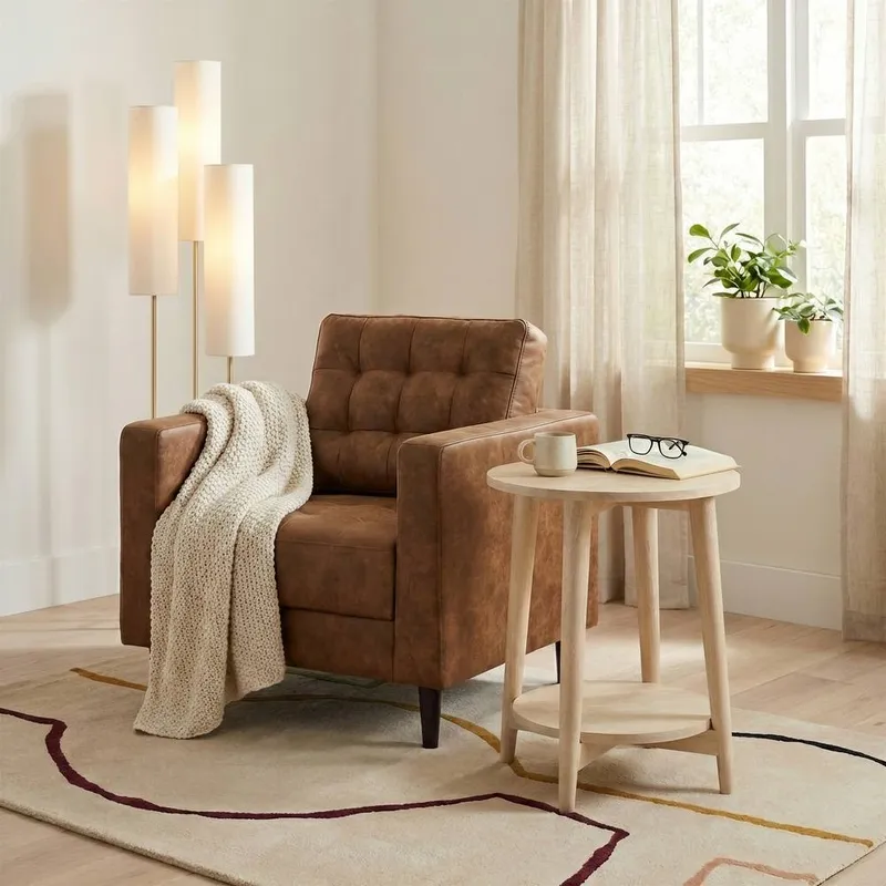 FurnitureboxUK Jade Modern Faux Leather Armchair in Tan Tan