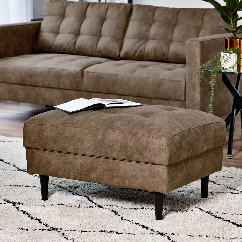 FurnitureboxUK Unisex Jade Modern Faux Leather Footstool in Brown Brown female