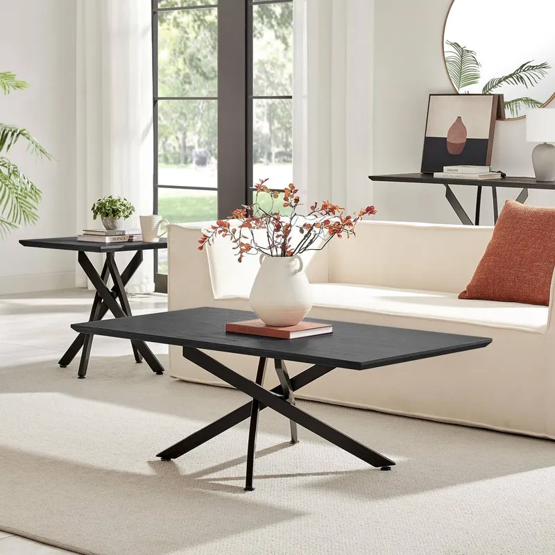 FurnitureboxUK Unisex Leonardo Rectangular Black Wood Veneer Coffee Table Black female