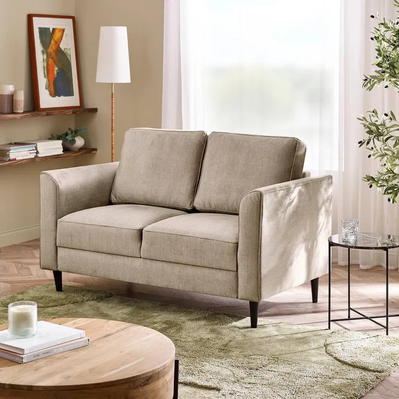 FurnitureboxUK Logan Fabric 2 Seater Sofa in Beige - Beige