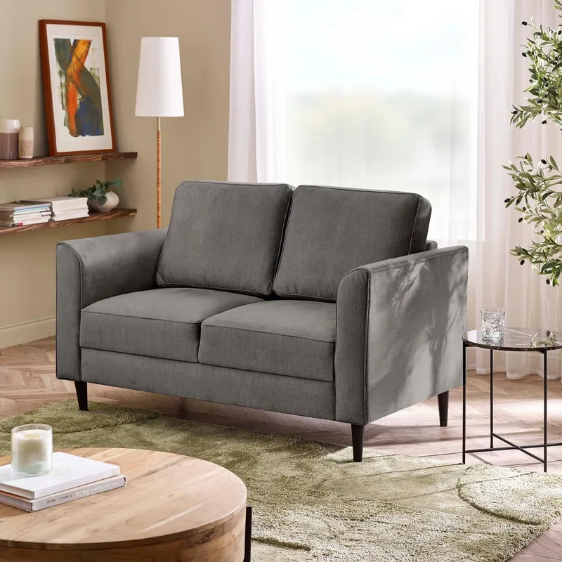 FurnitureboxUK Logan Fabric 2 Seater Sofa in Grey - Grey