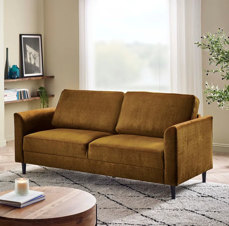 FurnitureboxUK Logan Fabric 3 Seater Sofa in Orange - Orange