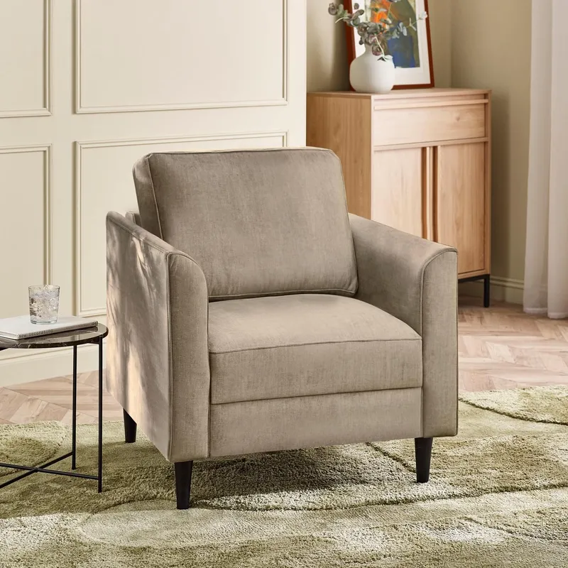 FurnitureboxUK Logan Fabric Armchair in Beige Beige