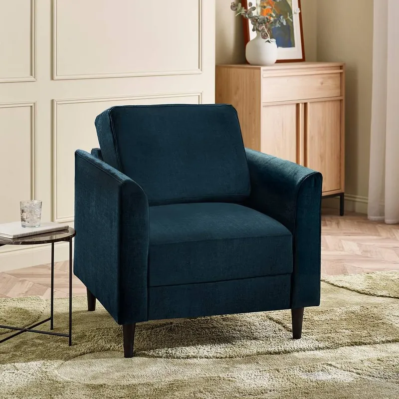 FurnitureboxUK Unisex Logan Fabric Armchair in Blue Blue female