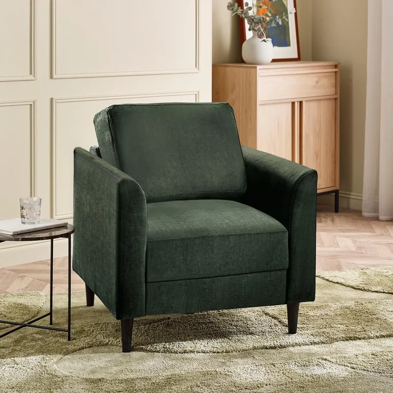 FurnitureboxUK Logan Fabric Armchair in Green Green