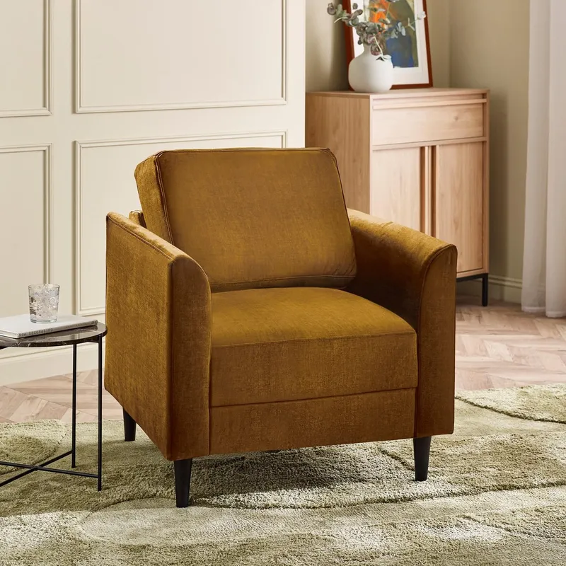 FurnitureboxUK Logan Fabric Armchair in Orange Orange
