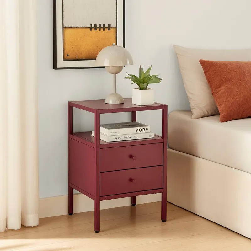 FurnitureboxUK Lykke Metal Storage Bedside Table in Purple - Purple - Size: One Size