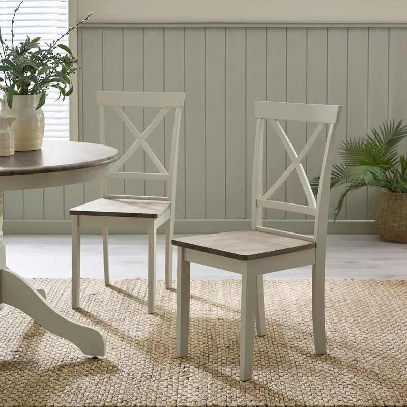 FurnitureboxUK Unisex Millford x2 Solid Wood Crossback Dining Chairs in Light Grey Light Grey One Size female
