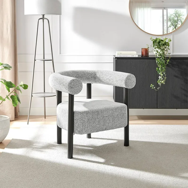 FurnitureboxUK Mirabel Fabric Accent Tub Chair in Grey - Grey