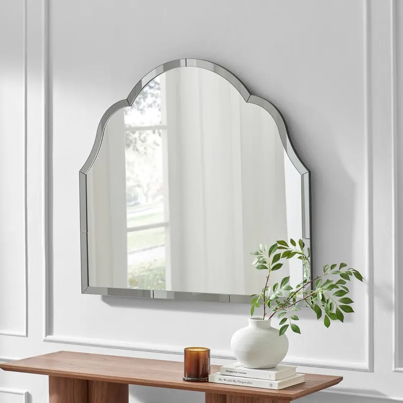 FurnitureboxUK Opaline Blue Ornate Large Arch Wall Mirror - Blue