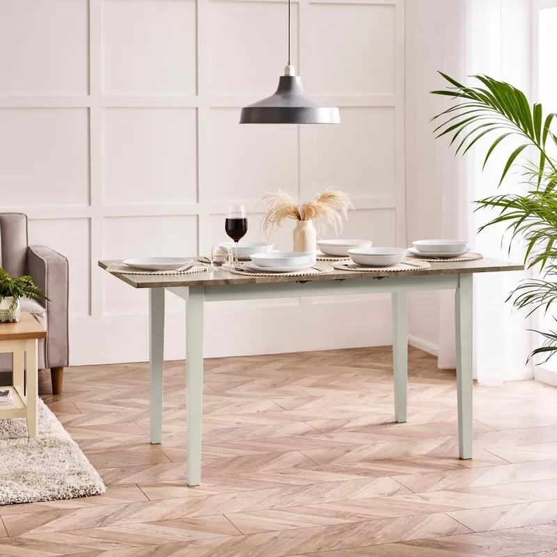 FurnitureboxUK Salcombe White & Grey Wood Extending 6 Seater Dining Table White