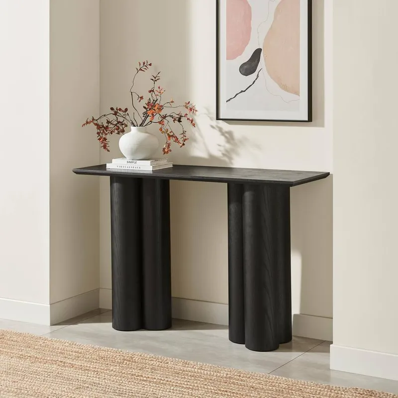 FurnitureboxUK Sutton Black Veneer Wood Console Table Black