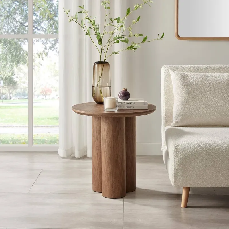 FurnitureboxUK Unisex Sutton Wood Veneer Round Side Table in Walnut Walnut One Size female