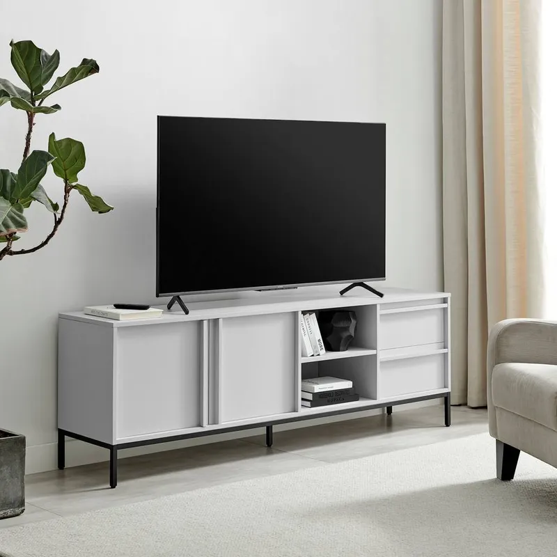FurnitureboxUK Unisex Svit Storage TV Sideboard in White Off White One Size female