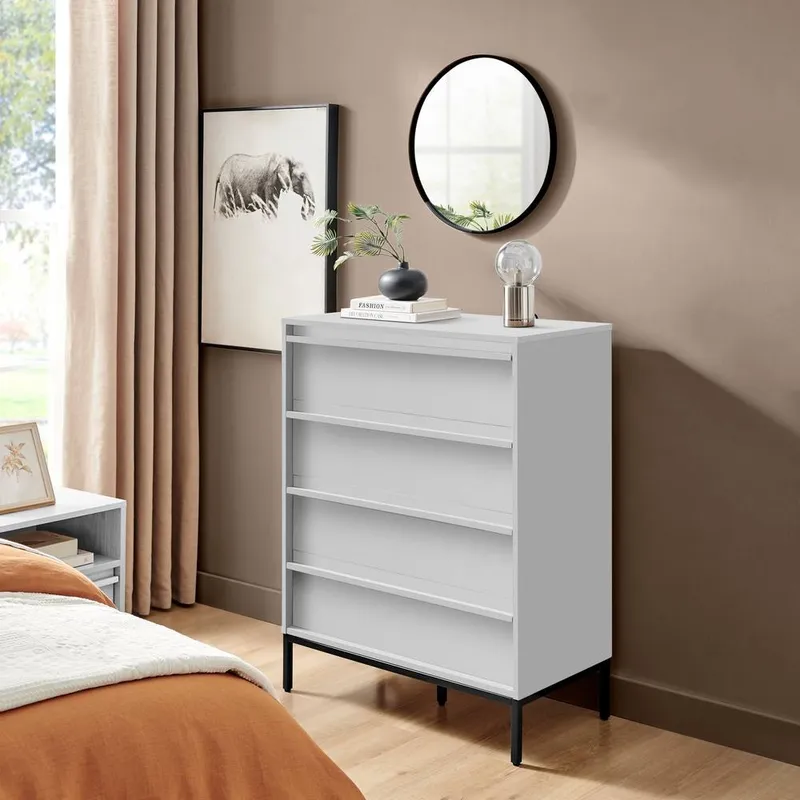 FurnitureboxUK Svit Wooden Chest of 4 Drawers in Off-White Off-White